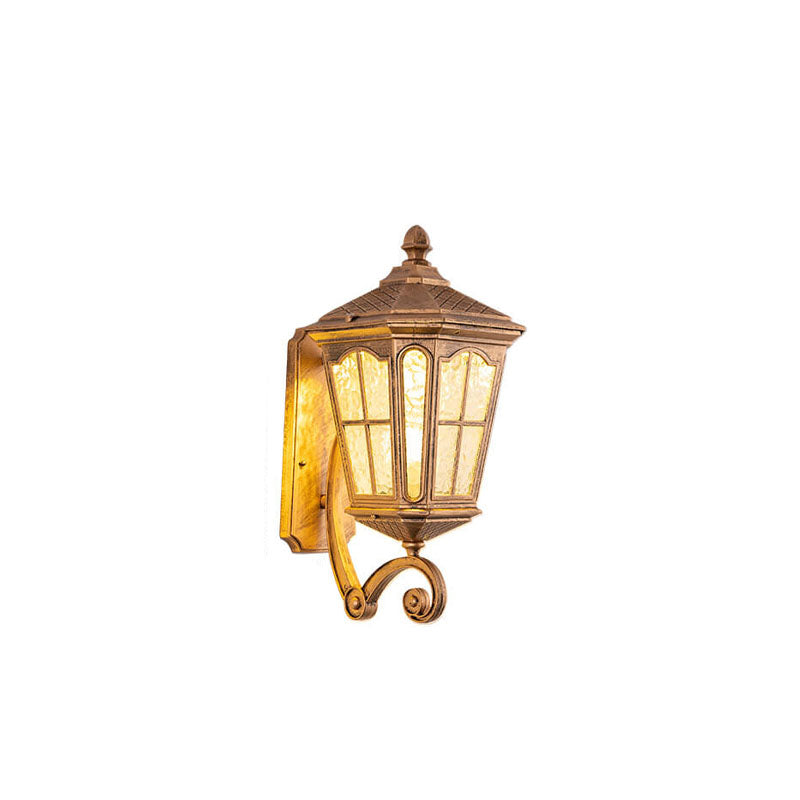European Outdoor Lantern Aluminum Glass Waterproof 1-Light Wall Sconce Lamp | Bowlift
