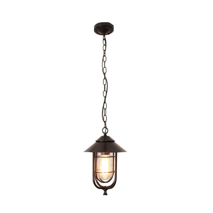 Industrial Vintage Aluminum Cage Glass 1-Light Outdoor Waterproof Pendant Light | Bowlift