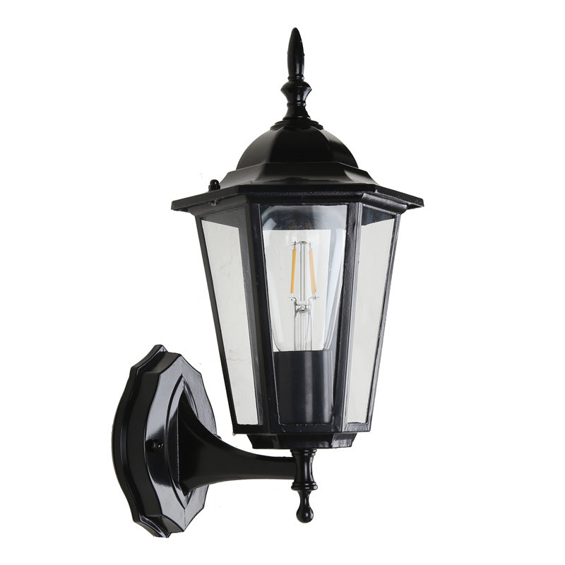 Contemporary Industrial Hexagonal Aluminum Frame Frosted Glass 1-Light Outdoor Wall Sconce Lamp For Garden | Bowlift