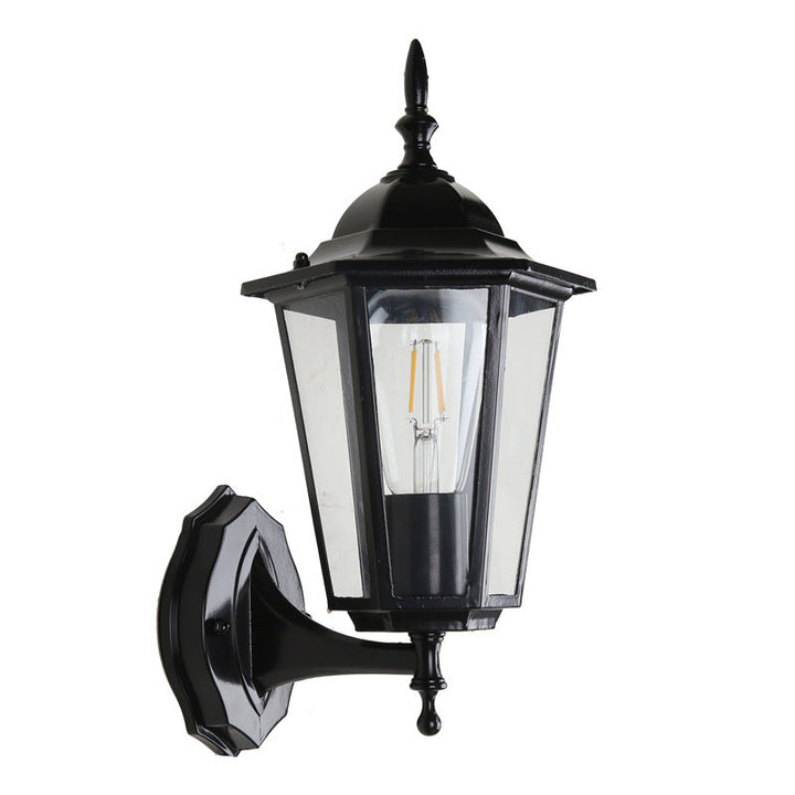 Contemporary Industrial Hexagonal Aluminum Frame Frosted Glass 1-Light Outdoor Wall Sconce Lamp For Garden | Bowlift