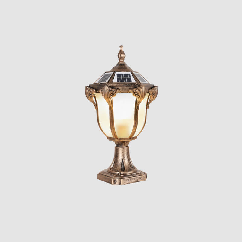 European Retro Die-Cast Aluminum Glass Solar Waterproof Outdoor Garden Landscape Column Light | Bowlift