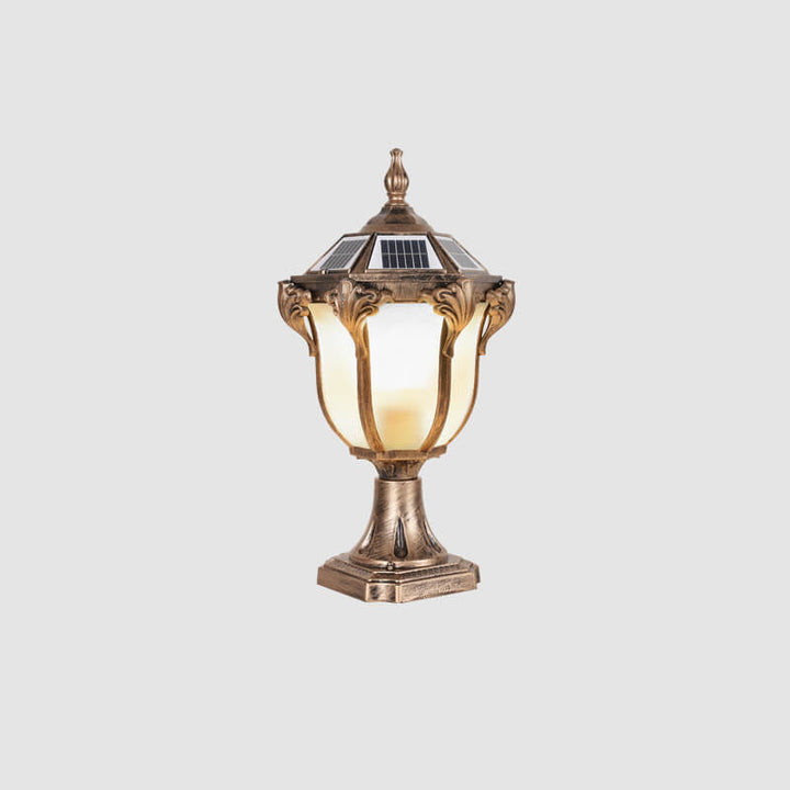 European Retro Die-Cast Aluminum Glass Solar Waterproof Outdoor Garden Landscape Column Light | Bowlift