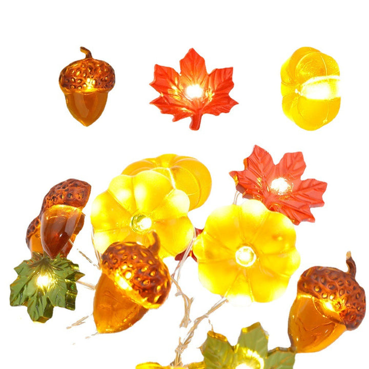 BowLift | Modern Thanksgiving Maple Acorn Pumpkin Decoration 30 LED String Lights