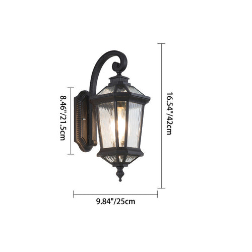 Traditional European Waterproof Aluminum Glass Octagon Cylinder 1-Light Wall Sconce Lamp For Garden | Bowlift