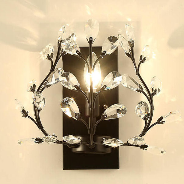 BowLift | Luminis Wall Light | Luxury Crystal Design | Leaf Motif | 1-Bulb & Modern