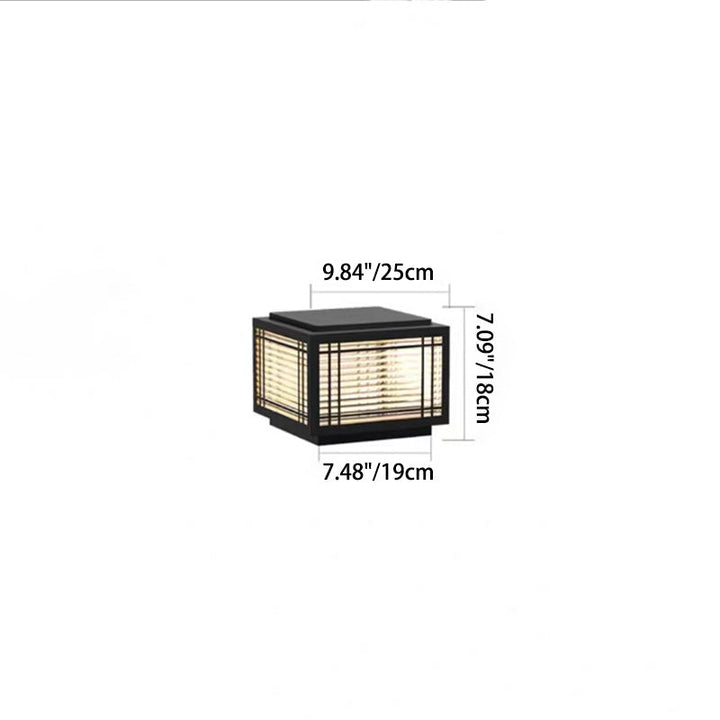 Traditional Chinese Square Aluminum Glass 1-Light Post Head Light For Garden | Bowlift