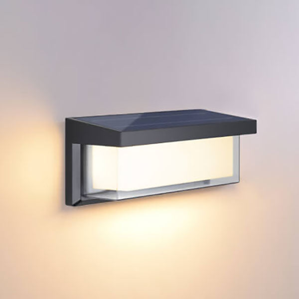 Modern Minimalist Solar Rectangle PC LED Outdoor Wall Sconce Lamp For Outdoor Patio | Bowlift