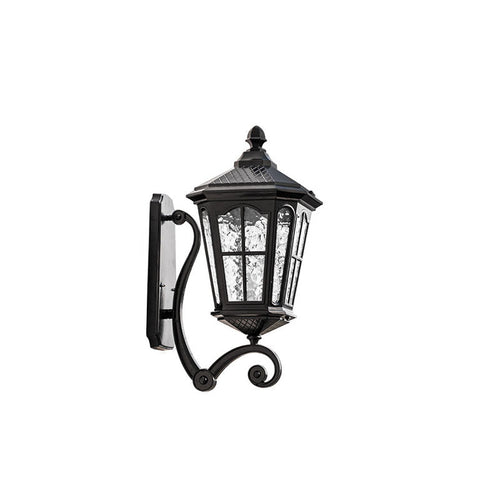 European Outdoor Lantern Aluminum Glass Waterproof 1-Light Wall Sconce Lamp | Bowlift