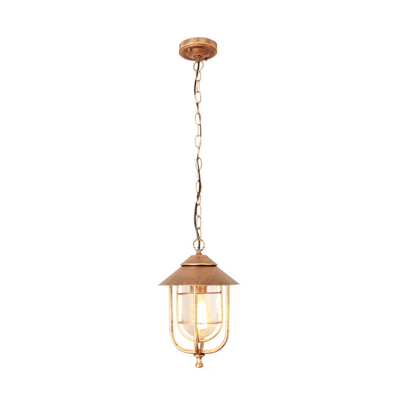 Industrial Vintage Aluminum Cage Glass 1-Light Outdoor Waterproof Pendant Light | Bowlift