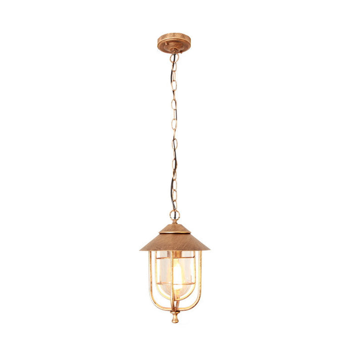 Industrial Vintage Aluminum Cage Glass 1-Light Outdoor Waterproof Pendant Light | Bowlift