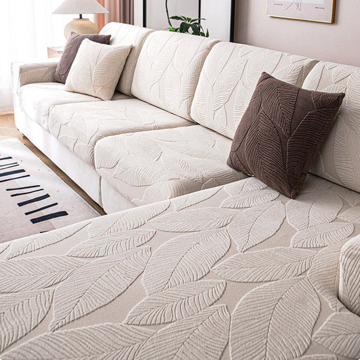 BowLift | Modern Leaf Jacquard Waterproof Anti-Scratch Stretch Full Cover Sofa Cover