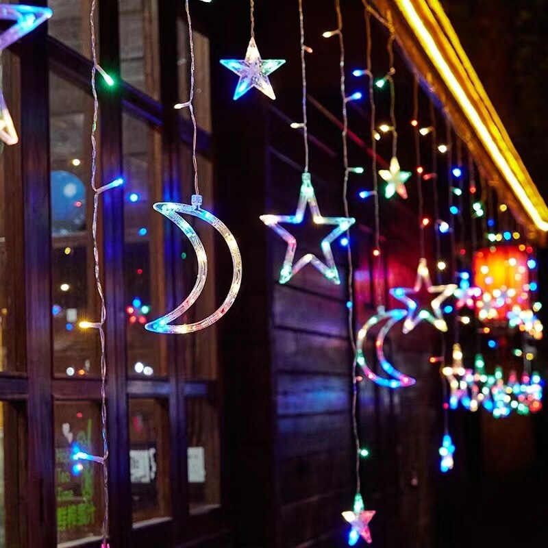 BowLift | LED Solar Star Moon Curtain Light  Christmas Outdoor Patio Decorative Camping String Lights