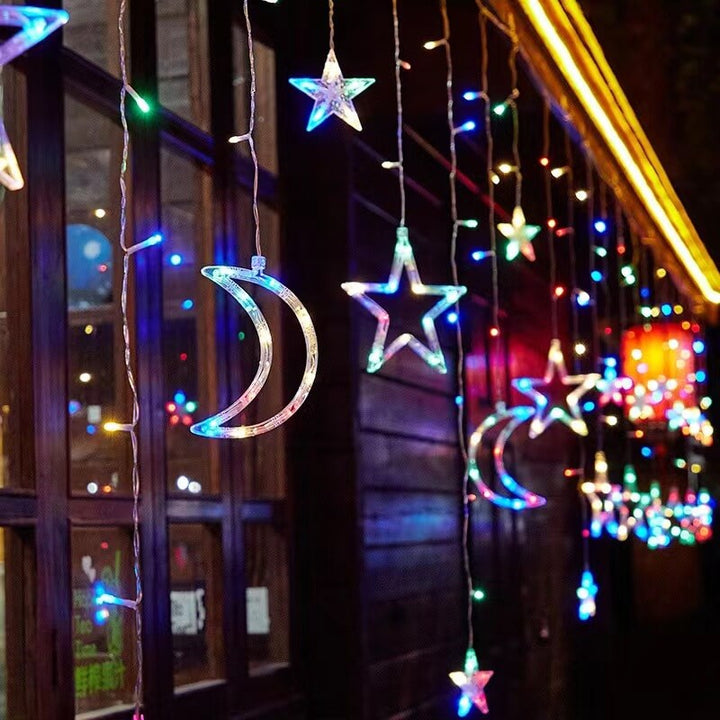 BowLift | LED Solar Star Moon Curtain Light  Christmas Outdoor Patio Decorative Camping String Lights