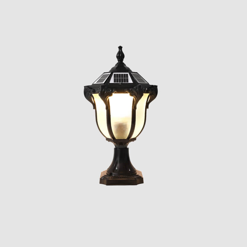 European Retro Die-Cast Aluminum Glass Solar Waterproof Outdoor Garden Landscape Column Light | Bowlift