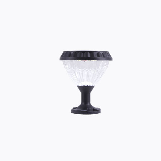 Modern Black Solar Die-Cast Aluminum Glass Outdoor Patio Waterproof Column Head Light | Bowlift