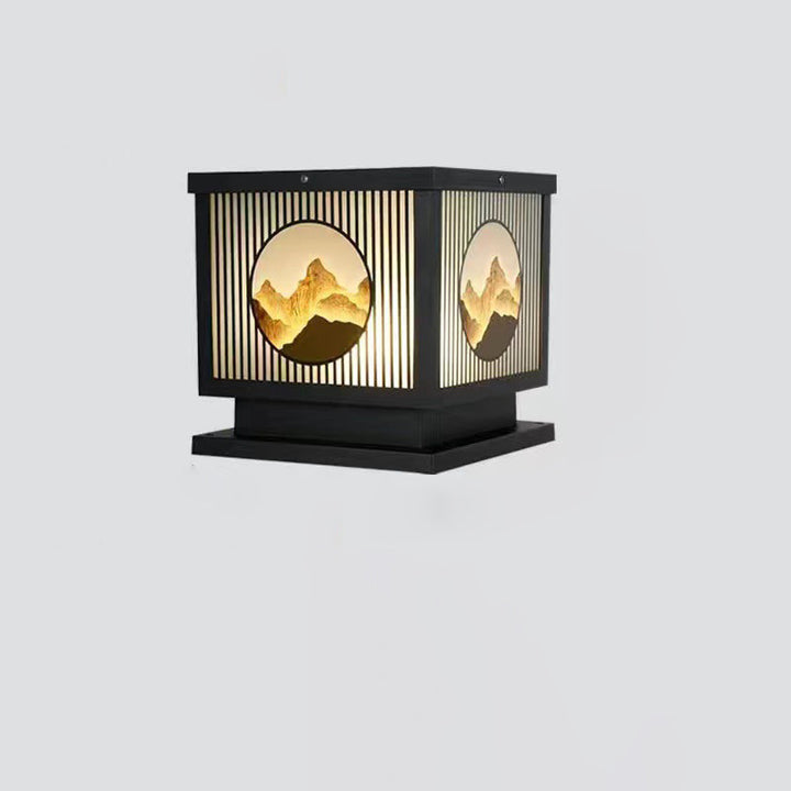 Traditional Chinese Aluminum Glass Square LED Waterproof Solar Landscape Light For Outdoor Patio | Bowlift