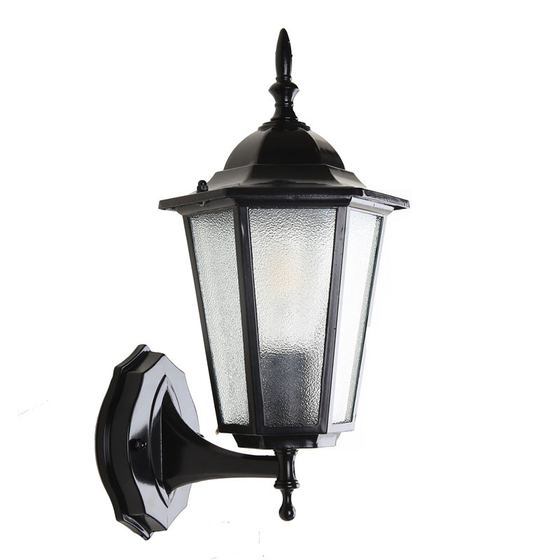 Contemporary Industrial Hexagonal Aluminum Frame Frosted Glass 1-Light Outdoor Wall Sconce Lamp For Garden | Bowlift