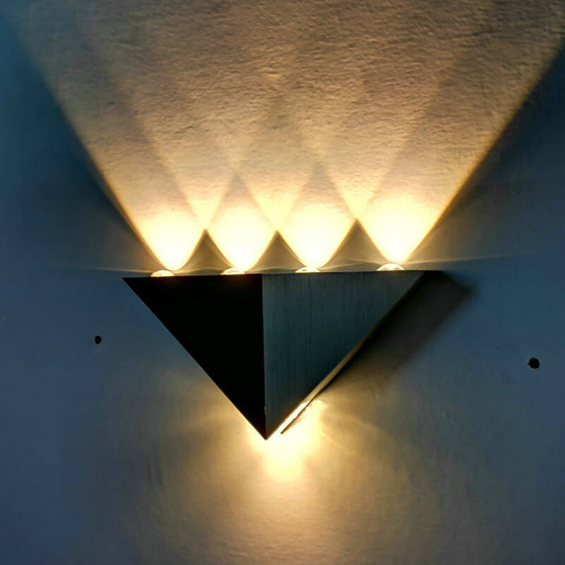 BowLift | TriLumina Prism LED Wall Light | Creative Pyramid Design | Aluminum & Acrylic | Colored Light Options