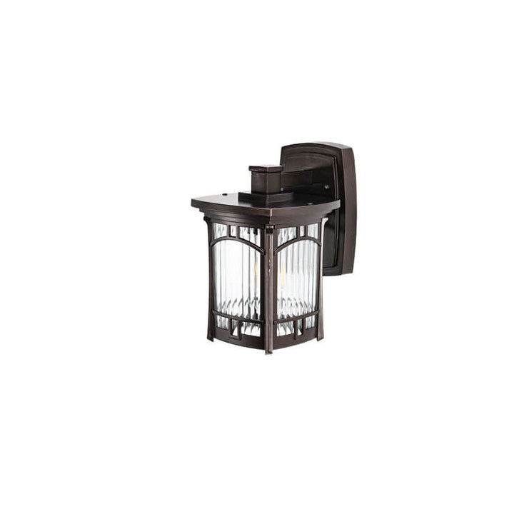 Modern Square Aluminum Glass Carved 1-Light Outdoor Waterproof Wall Sconce Lamp | Bowlift