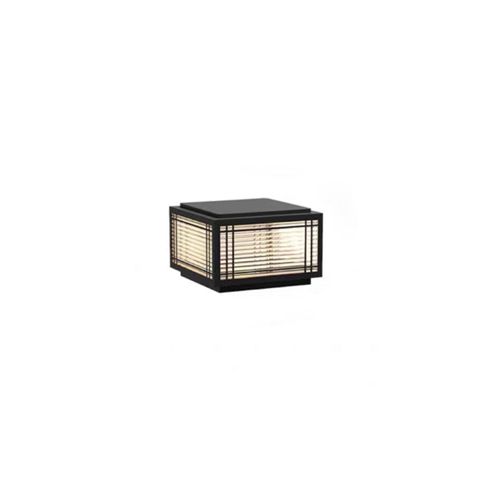 Traditional Chinese Square Aluminum Glass 1-Light Post Head Light For Garden | Bowlift