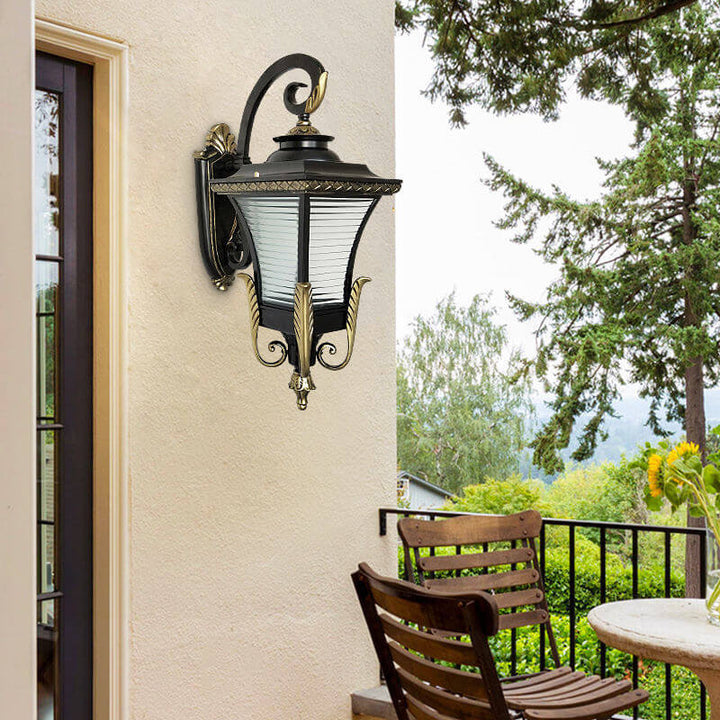 European Vintage Outdoor Square Cage Aluminum Glass 1-Light Wall Sconce Lamp | Bowlift