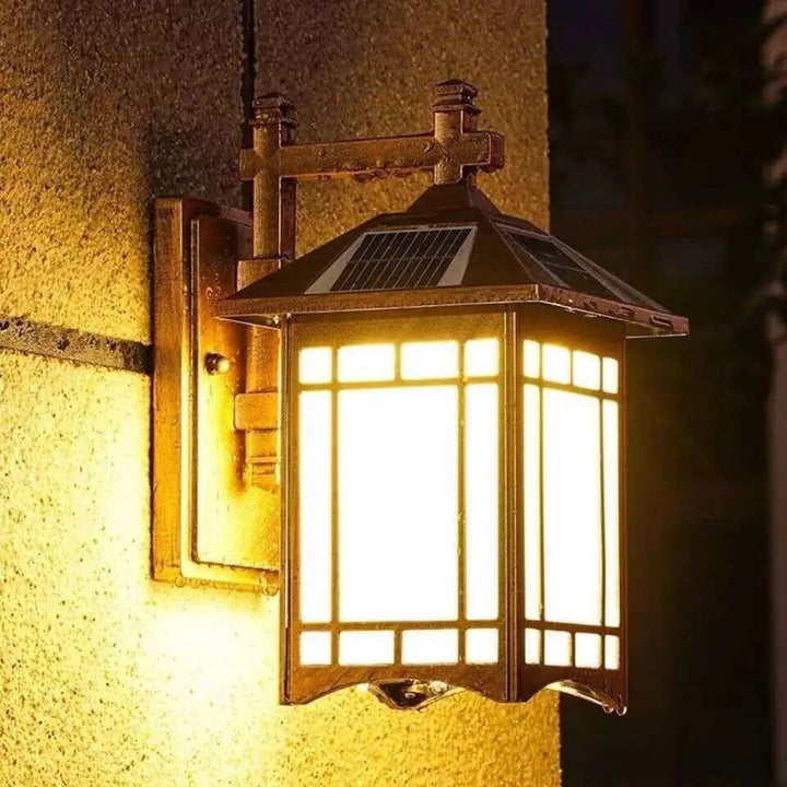 Modern Waterproof Solar Aluminum Chinese Pavilion Shape 1-Light Wall Sconce Lamp | Bowlift
