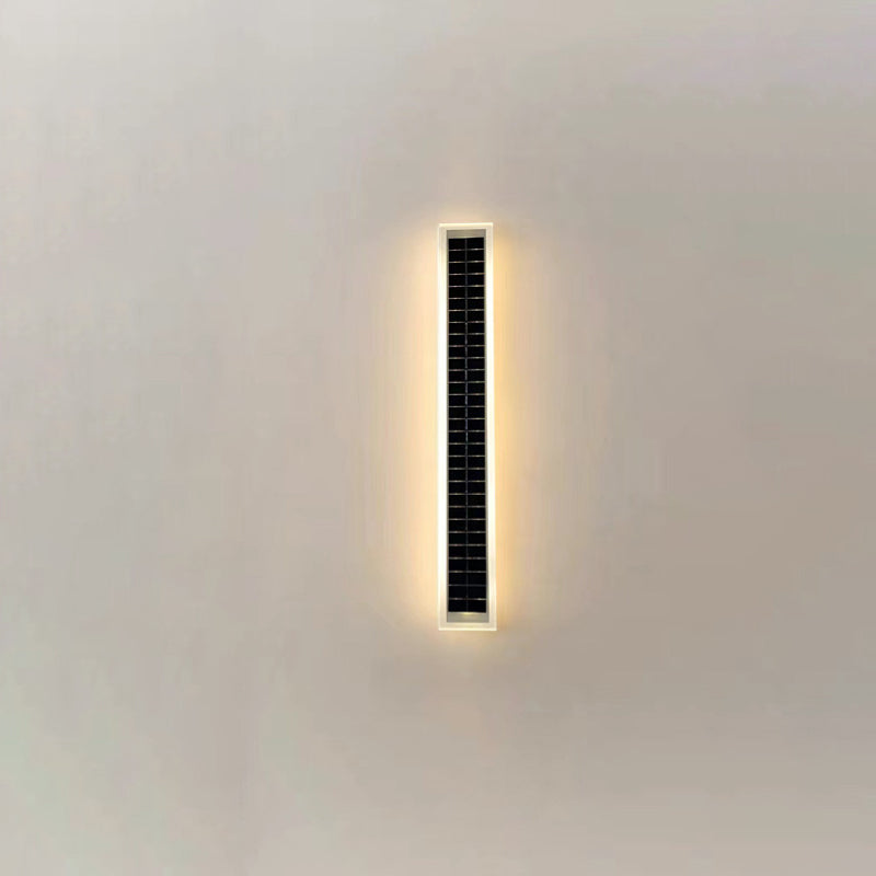 Minimalist Outdoor Solar Rectangular Strip Waterproof Patio LED Wall Sconce Lamp | Bowlift