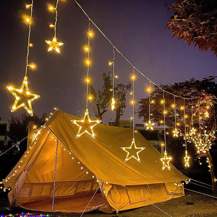 BowLift | LED Solar Star Moon Curtain Light  Christmas Outdoor Patio Decorative Camping String Lights