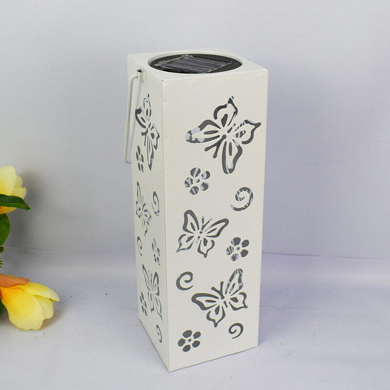 BowLift | Solar Butterfly Rose Pattern Hollow Column LED Outdoor Waterproof Decorative Lamp