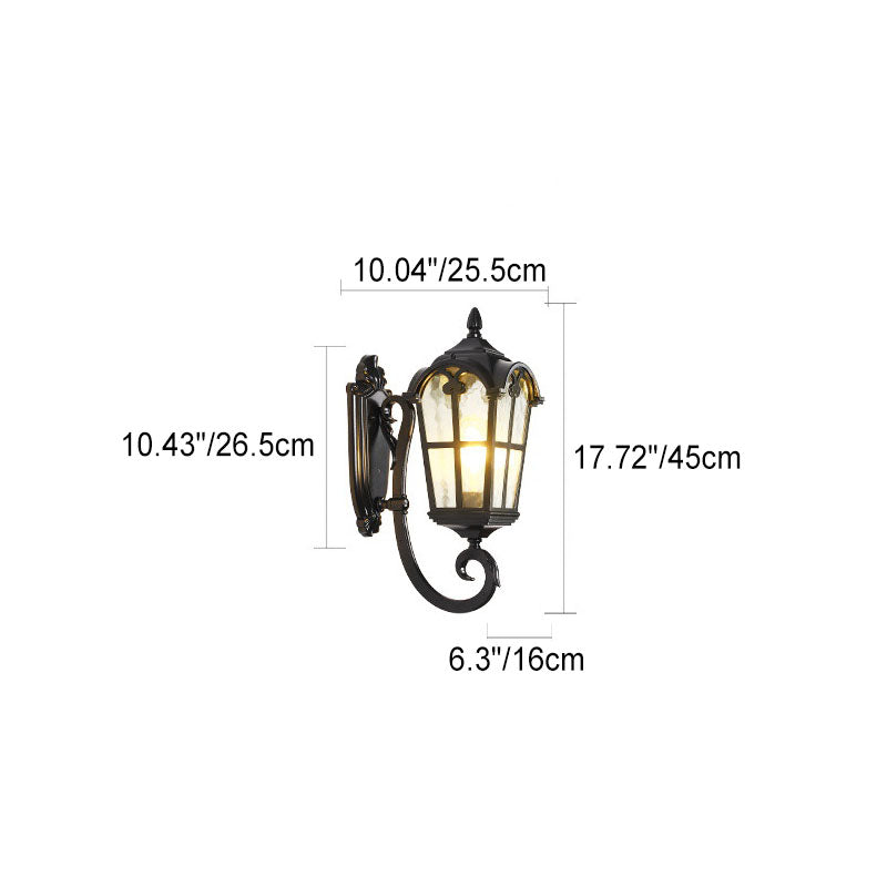 Traditional European Quadrilateral Window Shape Aluminum Glass 1-Light Wall Sconce Lamp For Outdoor Patio | Bowlift