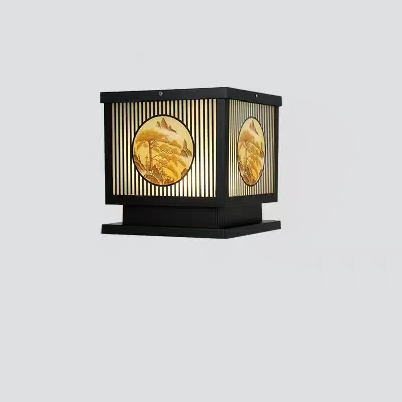 Traditional Chinese Aluminum Glass Square LED Waterproof Solar Landscape Light For Outdoor Patio | Bowlift