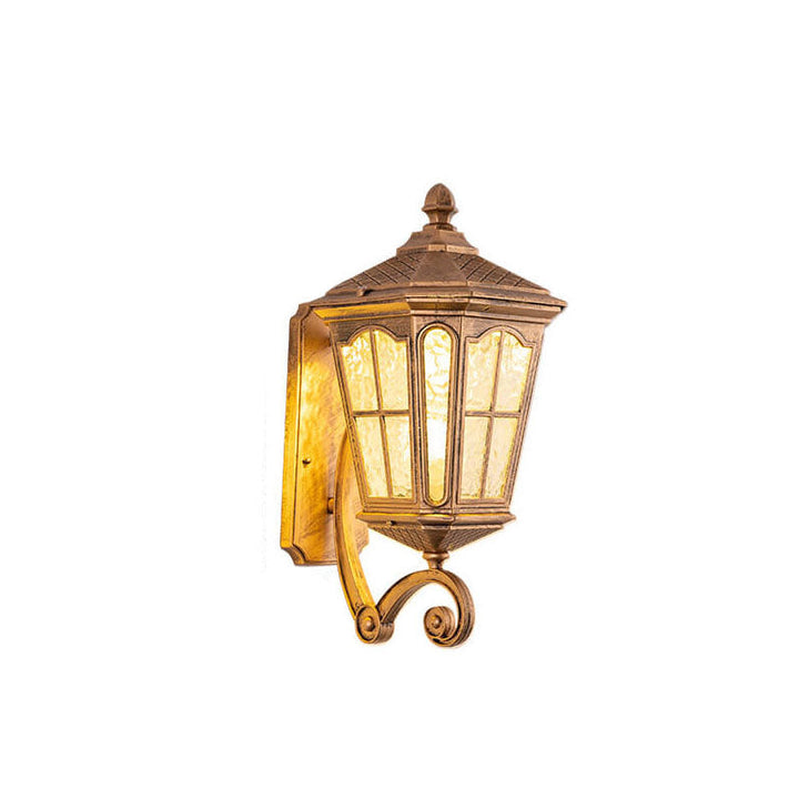 European Outdoor Lantern Aluminum Glass Waterproof 1-Light Wall Sconce Lamp | Bowlift
