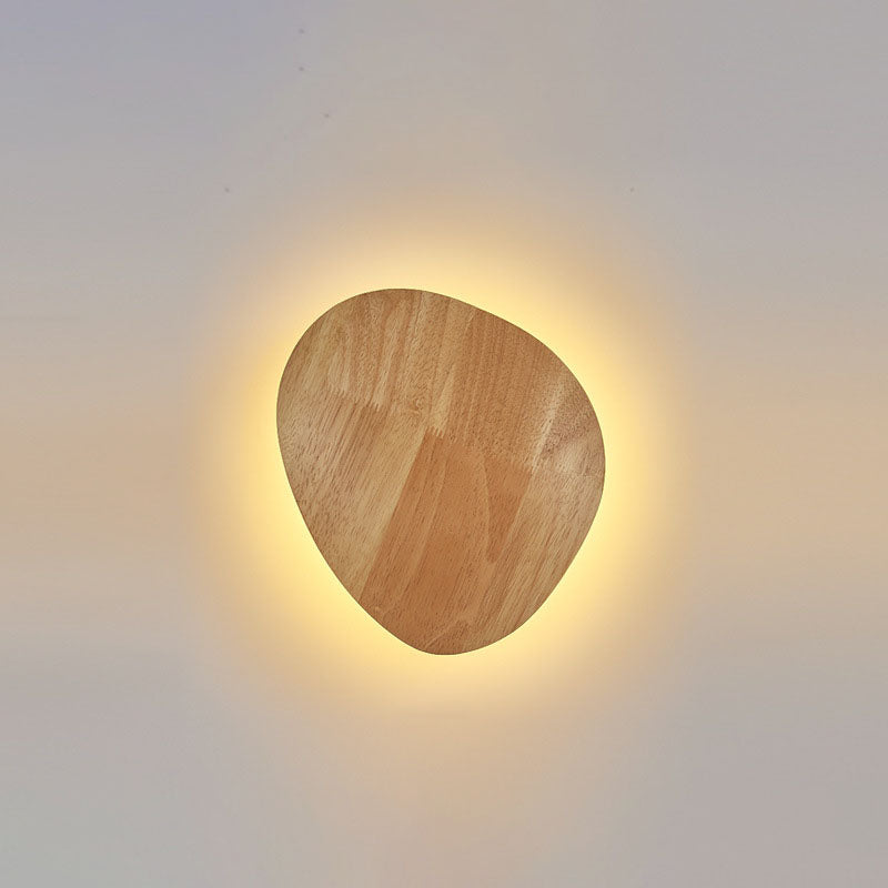 BowLift | Modern Minimalist Round Irregular Oval Wood LED Wall Light Lamp for Living Room