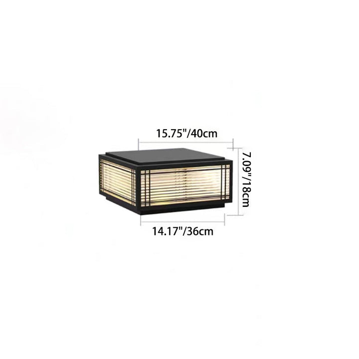 Traditional Chinese Square Aluminum Glass 1-Light Post Head Light For Garden | Bowlift