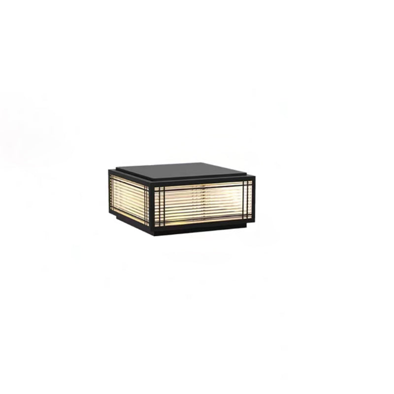 Traditional Chinese Square Aluminum Glass 1-Light Post Head Light For Garden | Bowlift