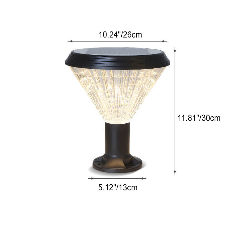 Modern Black Solar Die-Cast Aluminum Glass Outdoor Patio Waterproof Column Head Light | Bowlift