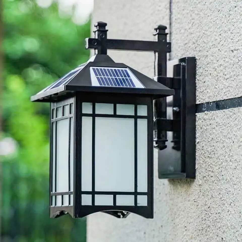 Modern Waterproof Solar Aluminum Chinese Pavilion Shape 1-Light Wall Sconce Lamp | Bowlift