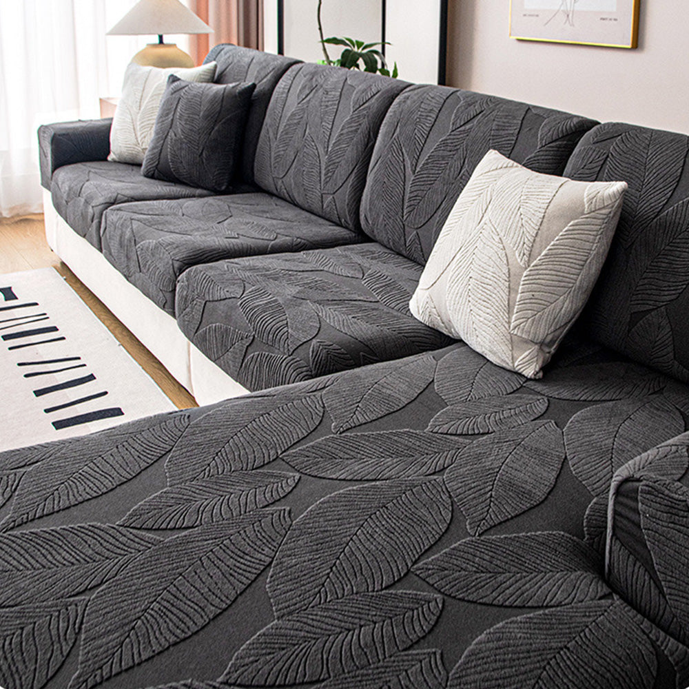 BowLift | Modern Leaf Jacquard Waterproof Anti-Scratch Stretch Full Cover Sofa Cover