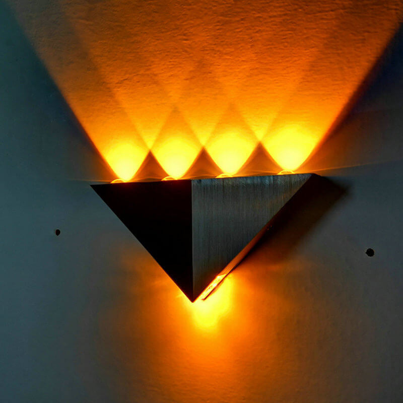 BowLift | TriLumina Prism LED Wall Light | Creative Pyramid Design | Aluminum & Acrylic | Colored Light Options