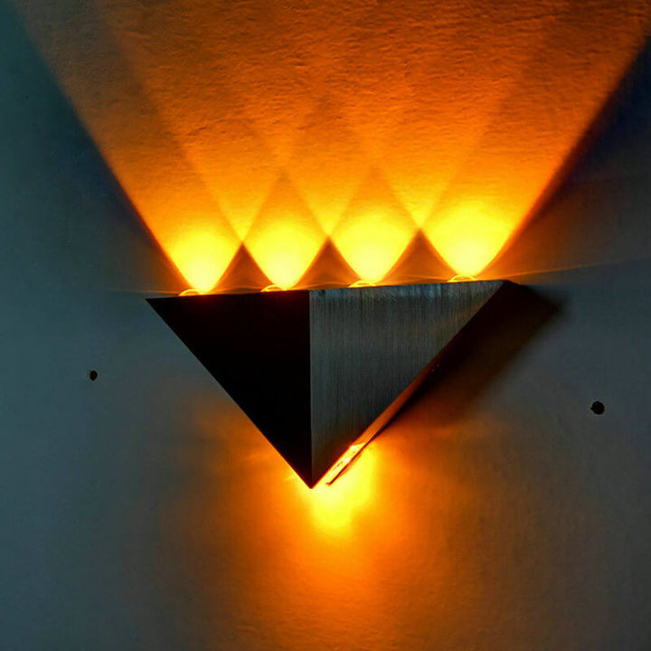 BowLift | TriLumina Prism LED Wall Light | Creative Pyramid Design | Aluminum & Acrylic | Colored Light Options
