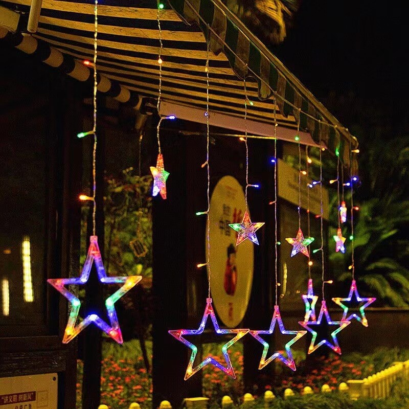 BowLift | LED Solar Star Moon Curtain Light  Christmas Outdoor Patio Decorative Camping String Lights