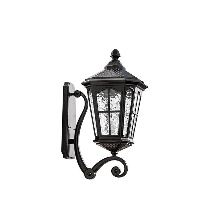 European Outdoor Lantern Aluminum Glass Waterproof 1-Light Wall Sconce Lamp | Bowlift
