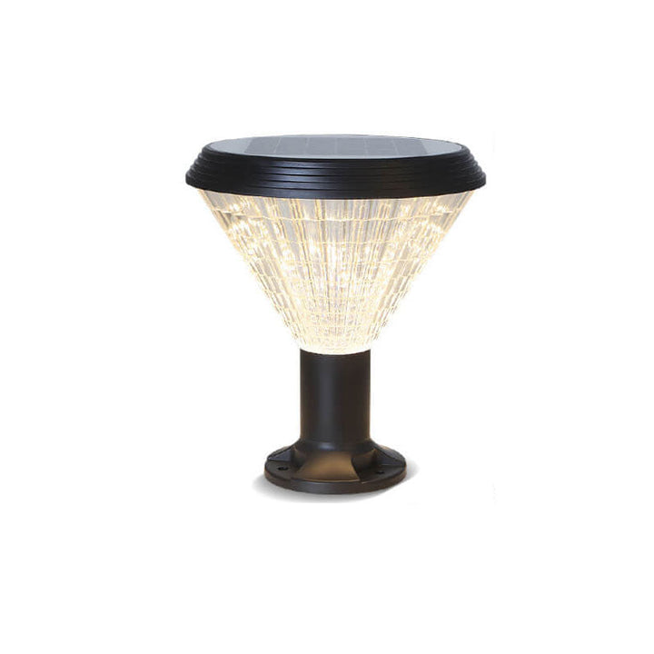 Modern Black Solar Die-Cast Aluminum Glass Outdoor Patio Waterproof Column Head Light | Bowlift