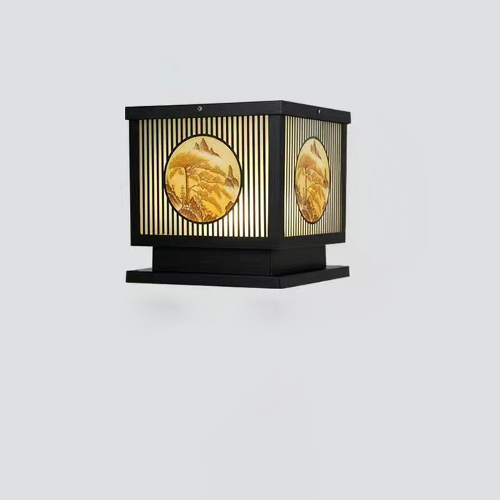 Traditional Chinese Aluminum Glass Square LED Waterproof Solar Landscape Light For Outdoor Patio | Bowlift