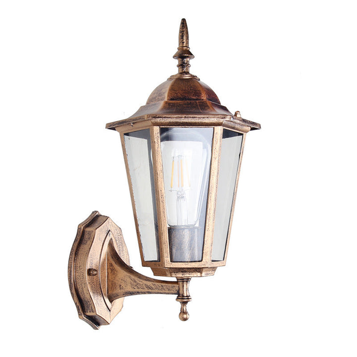 Contemporary Industrial Hexagonal Aluminum Frame Frosted Glass 1-Light Outdoor Wall Sconce Lamp For Garden | Bowlift