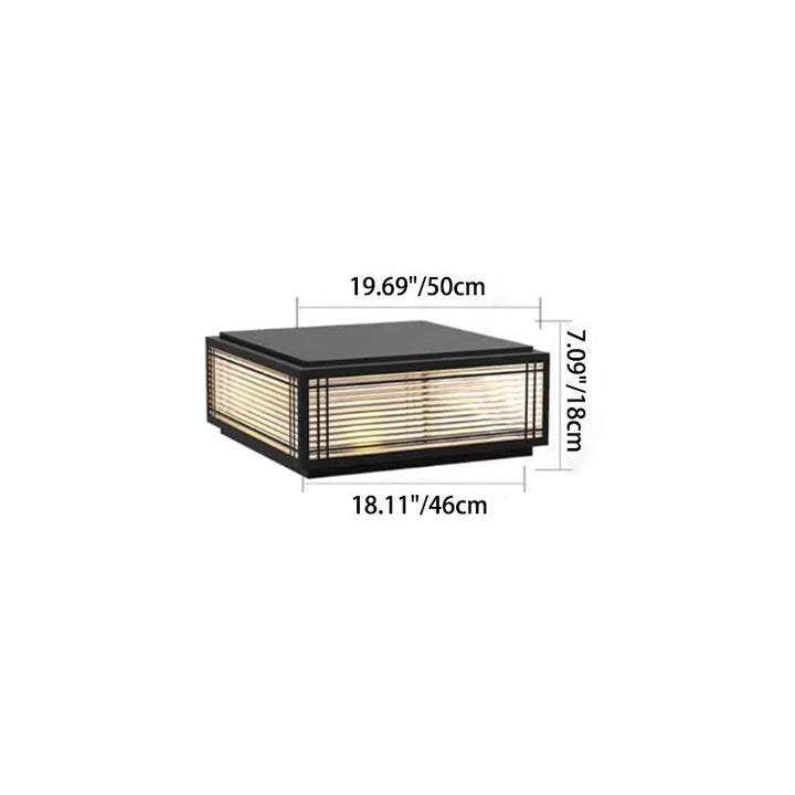 Traditional Chinese Square Aluminum Glass 1-Light Post Head Light For Garden | Bowlift