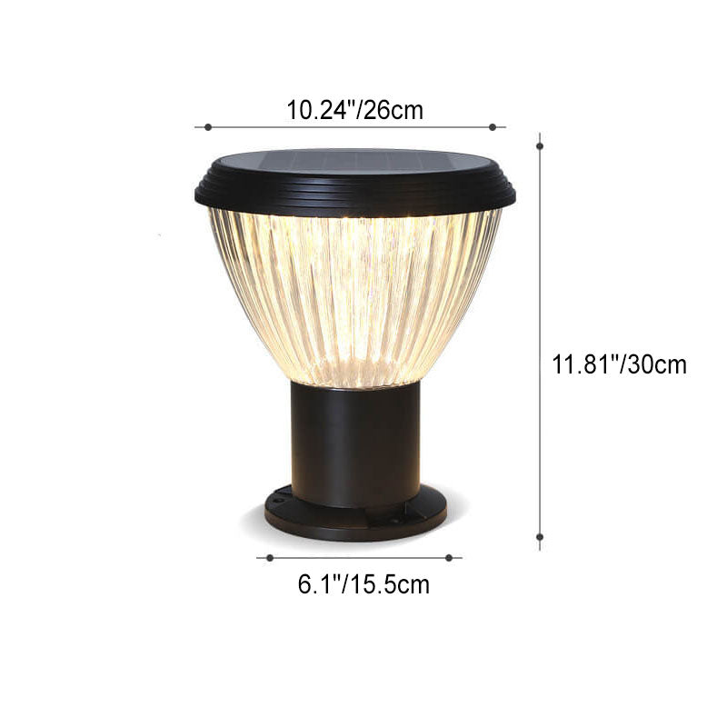 Modern Black Solar Die-Cast Aluminum Glass Outdoor Patio Waterproof Column Head Light | Bowlift
