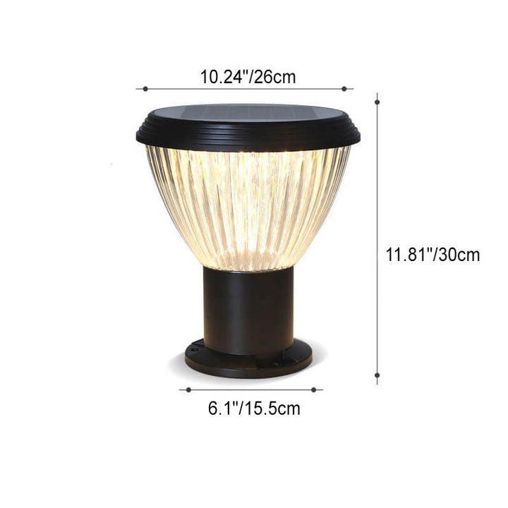 Modern Black Solar Die-Cast Aluminum Glass Outdoor Patio Waterproof Column Head Light | Bowlift