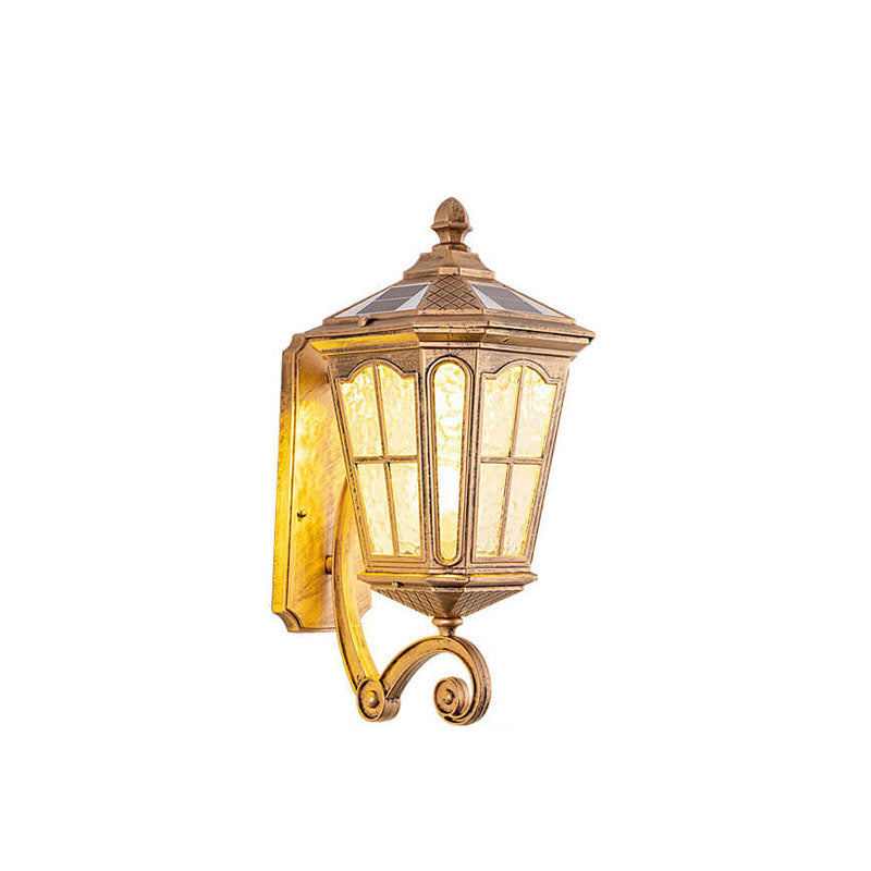 European Solar Outdoor Lantern Aluminum Glass Waterproof 1-Light Wall Sconce Lamp | Bowlift
