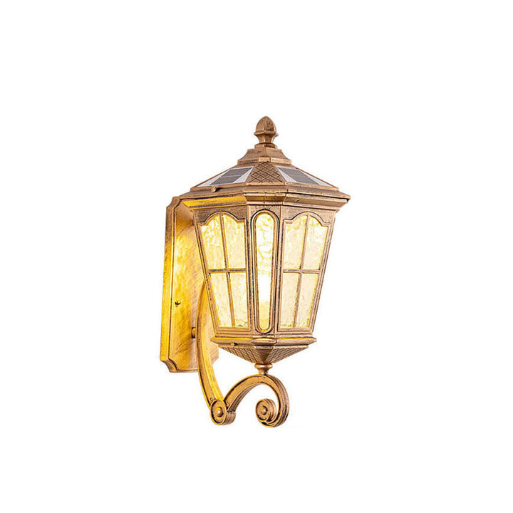 European Solar Outdoor Lantern Aluminum Glass Waterproof 1-Light Wall Sconce Lamp | Bowlift